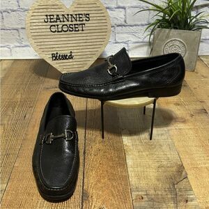 Salvatore Ferragamo Black Leather Gancini horse bit Loafer Dress Shoe 12